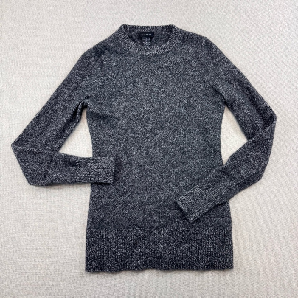 Only Mine 100% Cashmere Sweater XS Gray Crewneck Soft 2-Ply Knit Long Sleeve